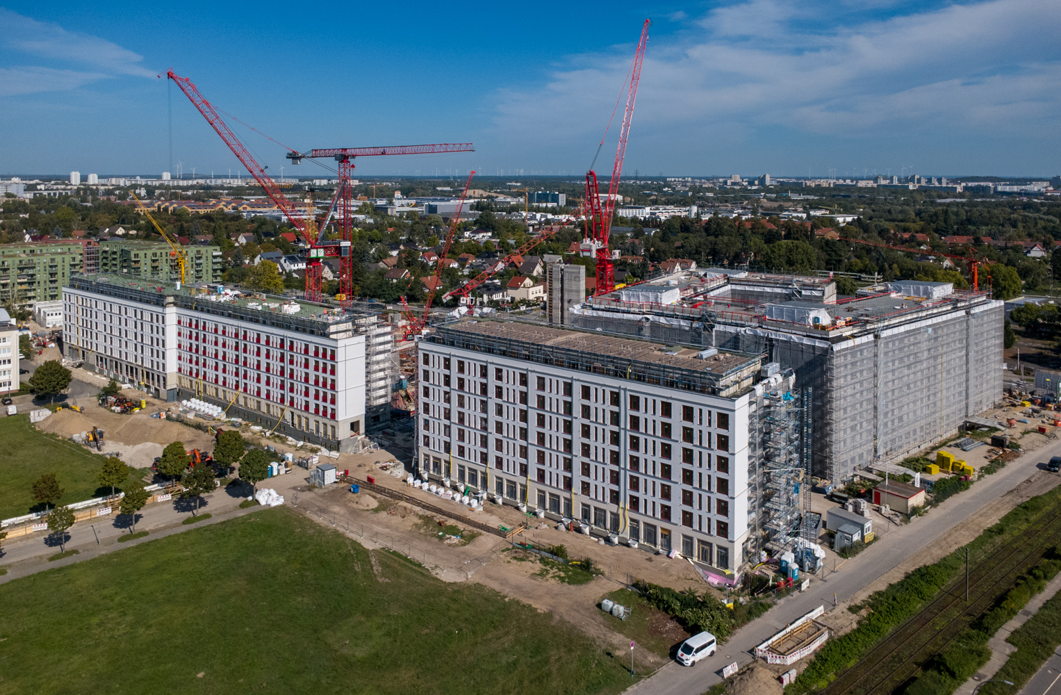 Drohnenaufnahme der Baustelle Landsberger Allee im September 2025