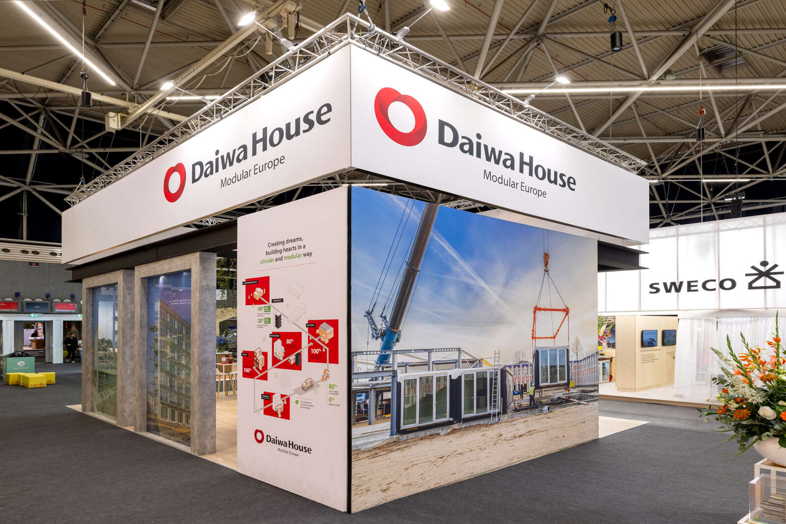 Stand of Daiwa House by Exhibition Provada at Rai Amsterdam about modular construction